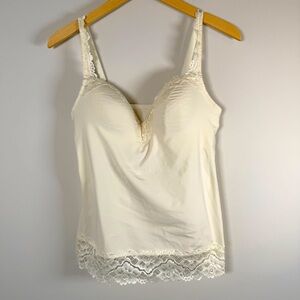 Soma Intimates Lace Trim Padded Cami Camisole Tank Top Dainty Feminine Ivory 34D